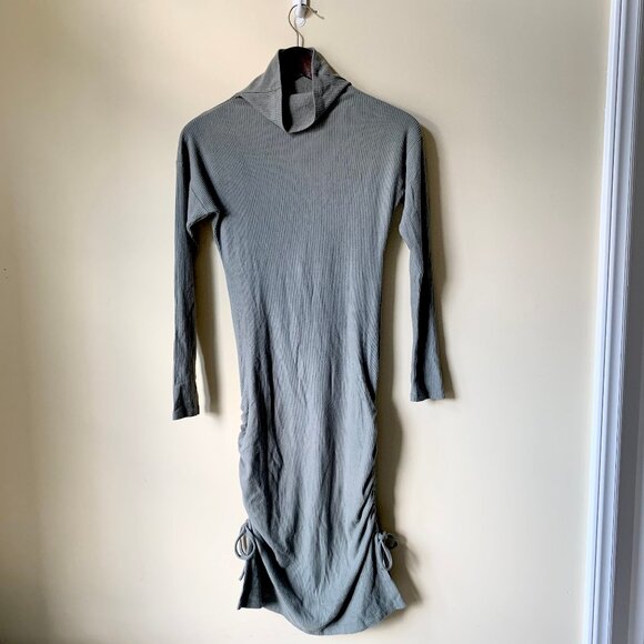 NWT Anthropologie Saturday Sunday Emily Ruched Midi Dress, XS, Moss Green - Picture 5 of 12